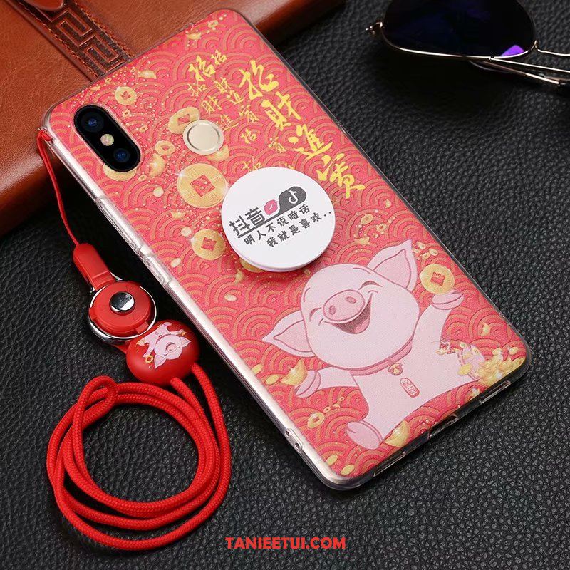Etui Xiaomi Mi Max 3 Różowe Klamra Relief, Obudowa Xiaomi Mi Max 3 Telefon Komórkowy Filmy Tendencja Beige