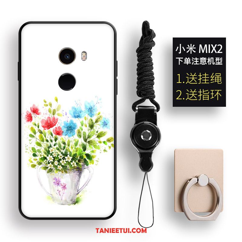 Etui Xiaomi Mi Mix 2 Anti-fall Telefon Komórkowy Kreskówka, Obudowa Xiaomi Mi Mix 2 Biały Kwiaty Wiszące Ozdoby Beige