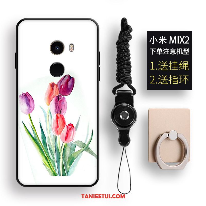 Etui Xiaomi Mi Mix 2 Anti-fall Telefon Komórkowy Kreskówka, Obudowa Xiaomi Mi Mix 2 Biały Kwiaty Wiszące Ozdoby Beige
