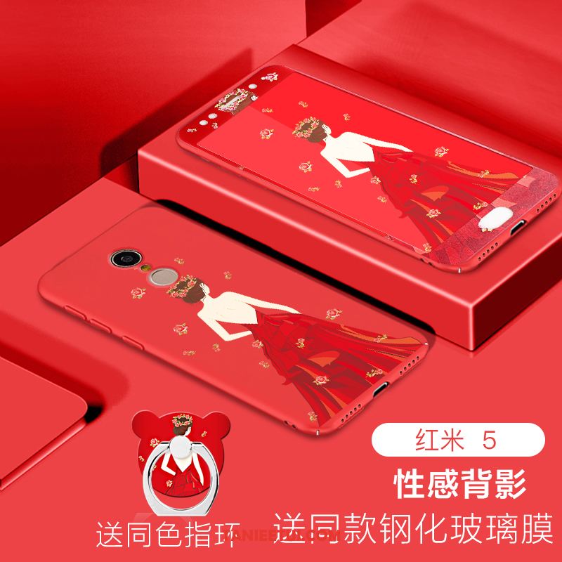 Etui Xiaomi Redmi 5 Trudno Ochraniacz Anti-fall, Obudowa Xiaomi Redmi 5 Mały Szkło Hartowane All Inclusive Beige