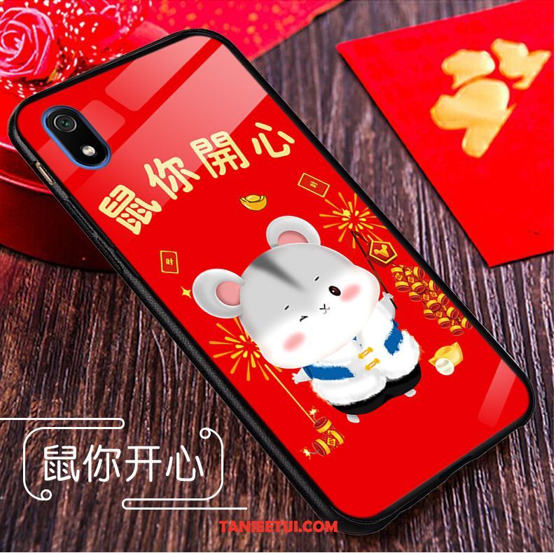 Etui Xiaomi Redmi 7a Czerwony Rat Nowy, Obudowa Xiaomi Redmi 7a Telefon Komórkowy Szkło Kreskówka Beige