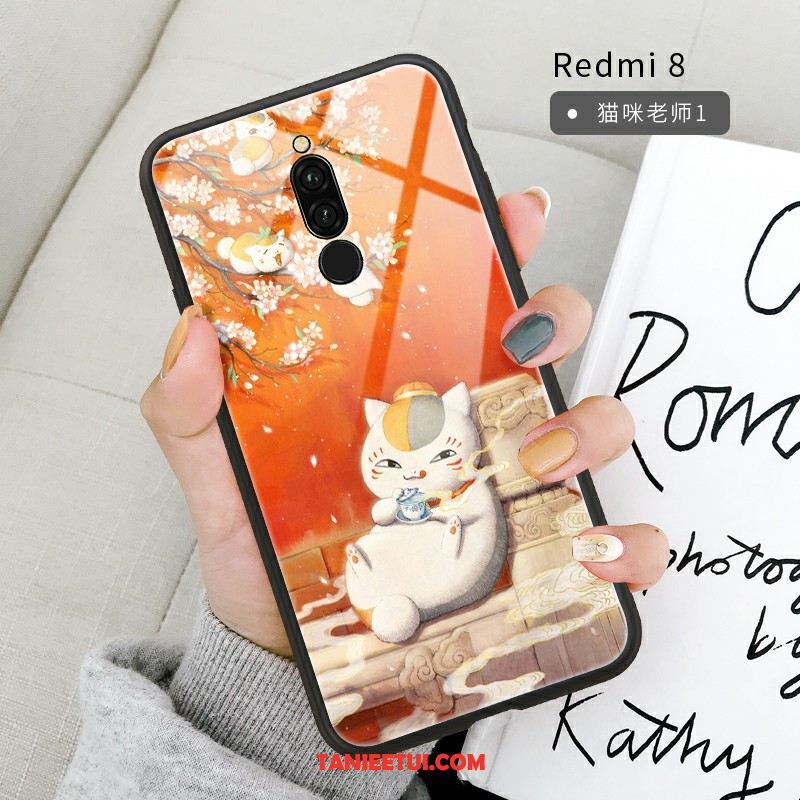 Etui Xiaomi Redmi 8 Czerwony Wiszące Ozdoby Anti-fall, Obudowa Xiaomi Redmi 8 Kreskówka Lustro All Inclusive Beige