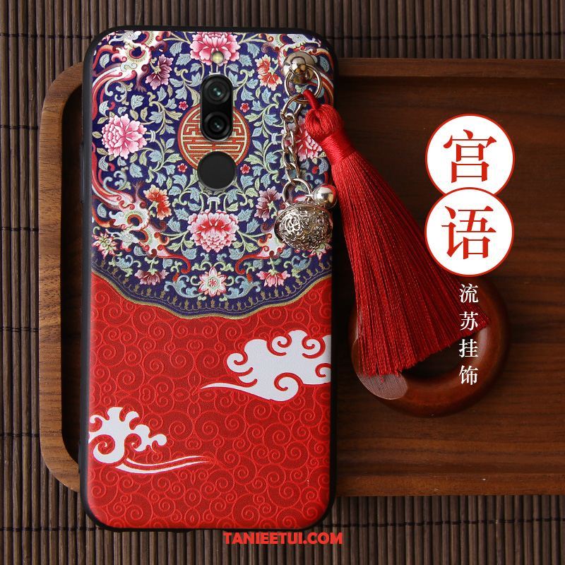 Etui Xiaomi Redmi 8 Relief Nubuku Miękki, Obudowa Xiaomi Redmi 8 Mały Z Frędzlami Telefon Komórkowy Beige