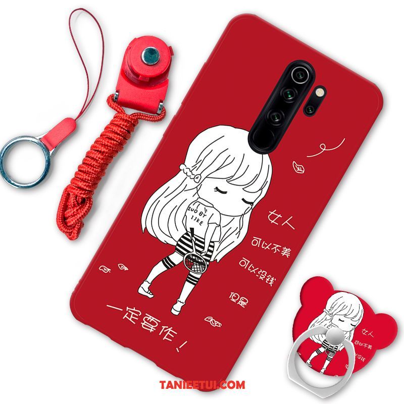 Etui Xiaomi Redmi Note 8 Pro Wspornik Anti-fall Wiszące Ozdoby, Obudowa Xiaomi Redmi Note 8 Pro Kreskówka Telefon Komórkowy Czerwony Beige