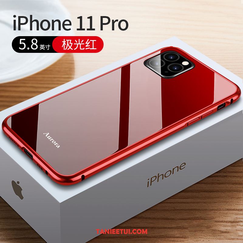 Etui iPhone 11 Pro Anti-fall Granica Szkło, Obudowa iPhone 11 Pro Wysoki Koniec Czerwony Metal