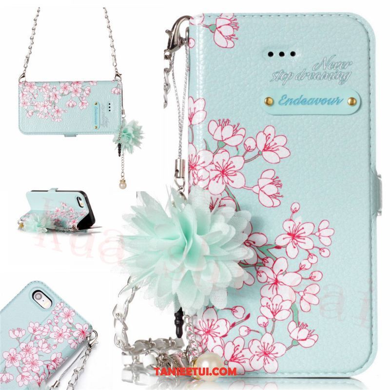 Etui iPhone 5 / 5s Nowy Różowe Kwiaty, Obudowa iPhone 5 / 5s Trójwymiarowy Płótno Telefon Komórkowy