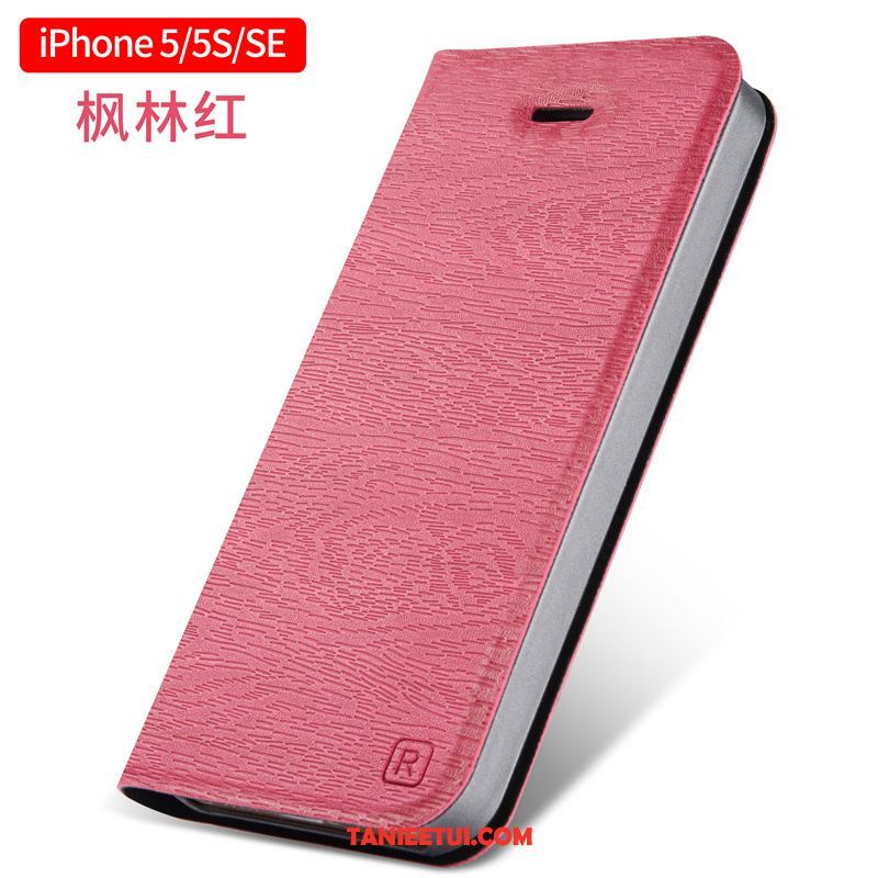 Etui iPhone 5 / 5s Różowe Złoto Telefon Komórkowy Proste, Futerał iPhone 5 / 5s Anti-fall Klapa Szkło Hartowane