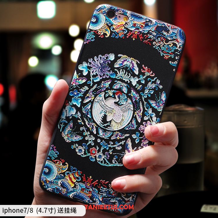 Etui iPhone 8 Kreatywne Silikonowe Osobowość, Pokrowce iPhone 8 Chiński Styl Anti-fall Niebieski