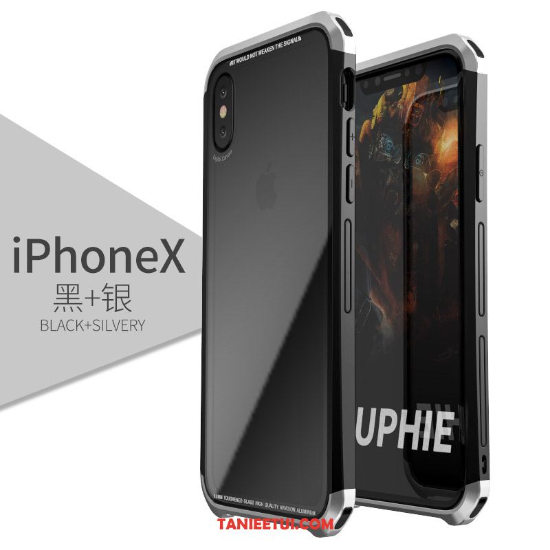 Etui iPhone X Telefon Komórkowy Granica Szkło Hartowane, Obudowa iPhone X Metal All Inclusive Złoto