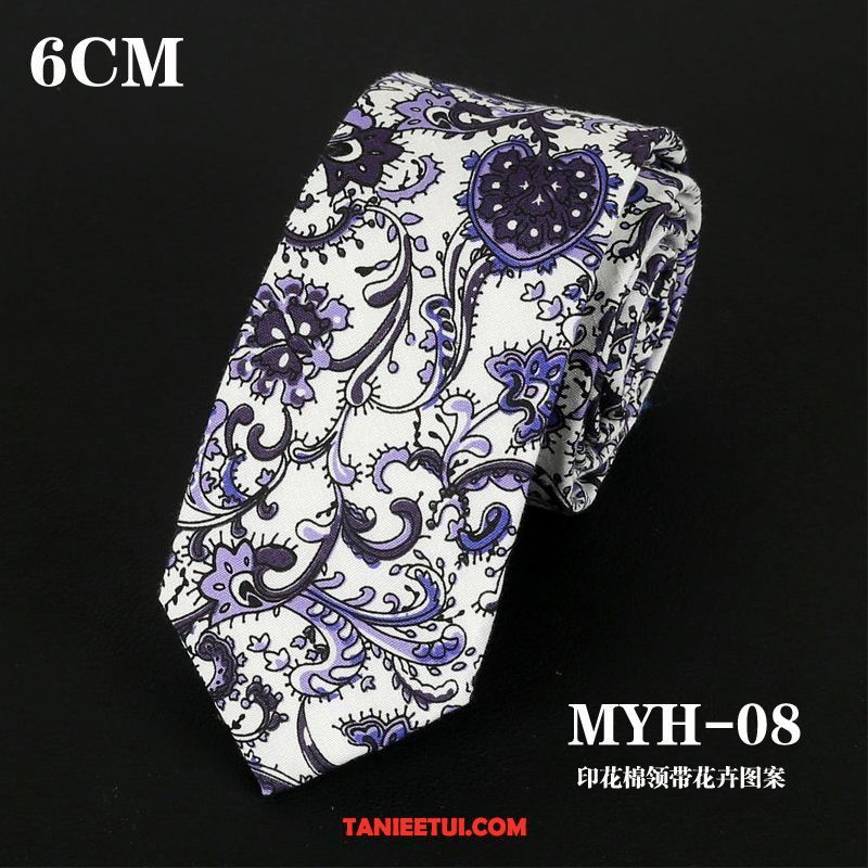 Krawat Męskie Bawełna Wzór Casual, Krawat Średni Trendy Męska Blau