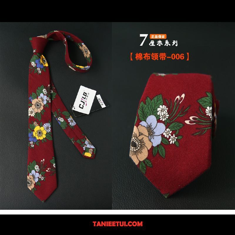 Krawat Męskie Moda Drukowanie Vintage, Krawat Sztuka Z Bawełny Biznes Rot