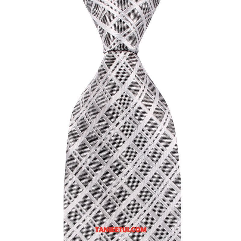 Krawat Męskie Męska Sukienka Ciemno, Krawat W Paski Jasny Szary Grau Silber