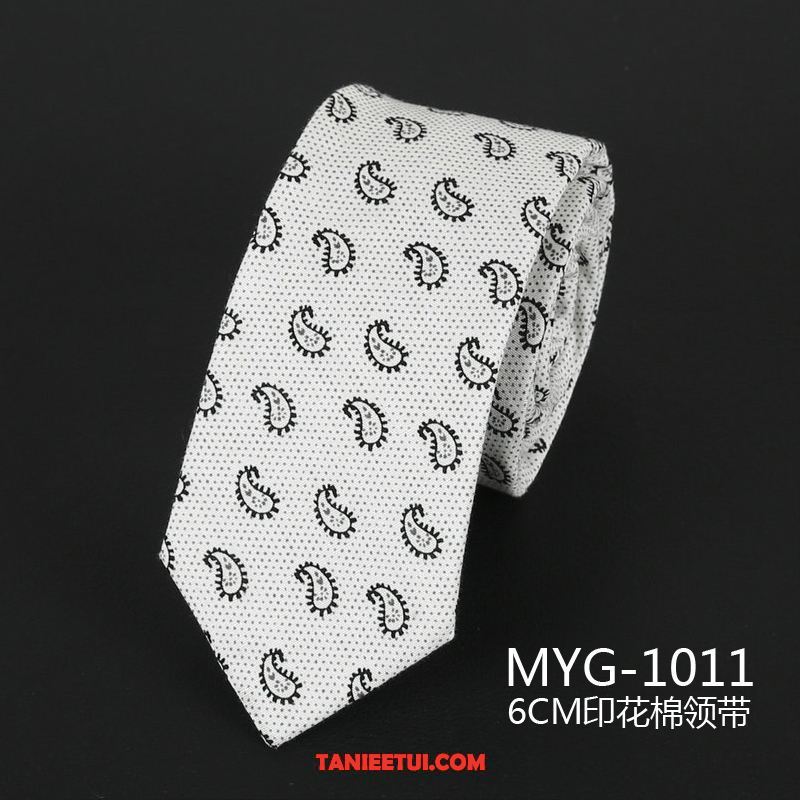 Krawat Męskie Student Męska Wąskie, Krawat Z Bawełny Vintage Wielki Weiß