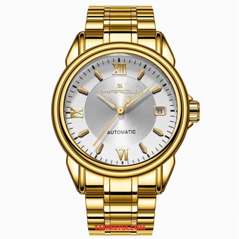 Zegarek Męskie Zegarek Na Rękę Biznes Męska, Zegarek Moda Automatycznie Kalendarz Schwarz Gold
