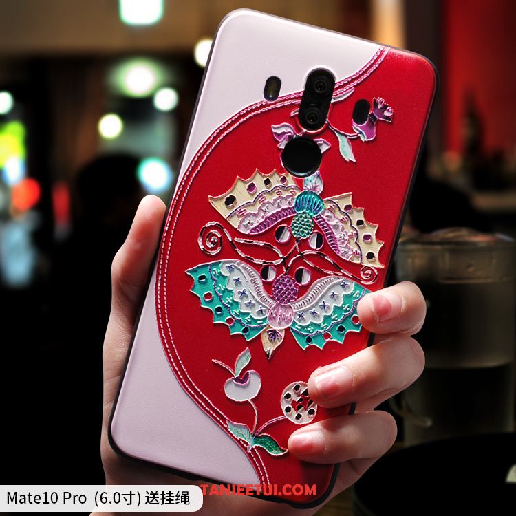 Etui Huawei Mate 10 Pro Anti-fall Czerwony Miękki, Obudowa Huawei Mate 10 Pro Relief Telefon Komórkowy Silikonowe