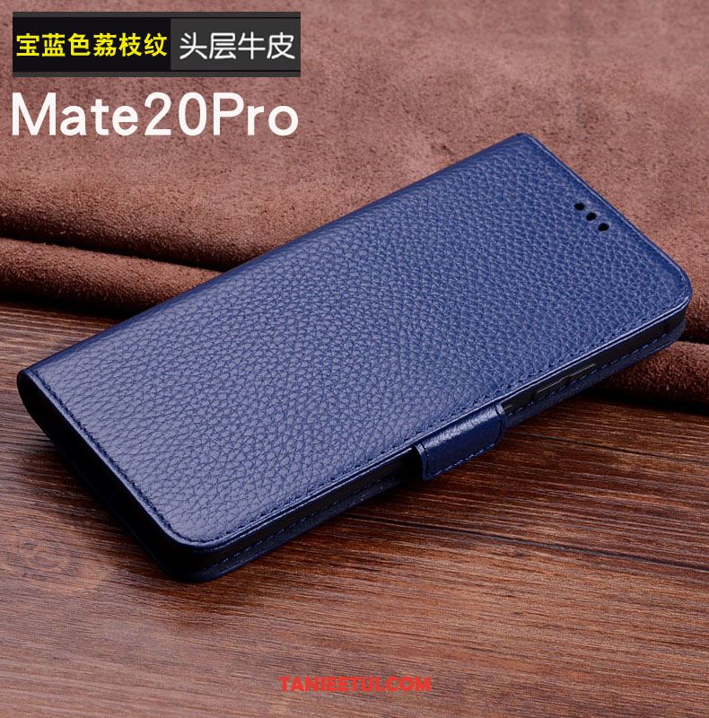 Etui Huawei Mate 20 Pro Prawdziwa Skóra Ciemno Niebieski Ochraniacz, Pokrowce Huawei Mate 20 Pro Mały Telefon Komórkowy Skórzany Futerał Braun