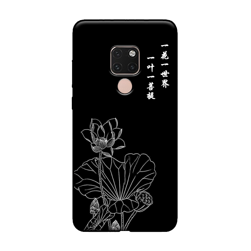 Etui Huawei Mate 20 X Chiński Styl Kwiaty Czarny, Futerał Huawei Mate 20 X Miękki Budda Telefon Komórkowy