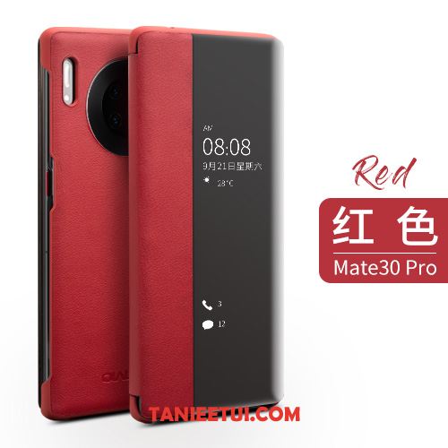 Etui Huawei Mate 30 Pro Moda Prawdziwa Skóra Telefon Komórkowy, Obudowa Huawei Mate 30 Pro Anti-fall Czerwony Ochraniacz