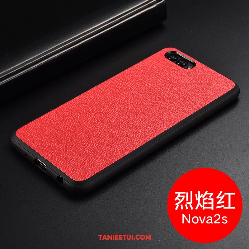 Etui Huawei Nova 2s Czerwony Skórzany Futerał Anti-fall, Obudowa Huawei Nova 2s All Inclusive Telefon Komórkowy Ochraniacz