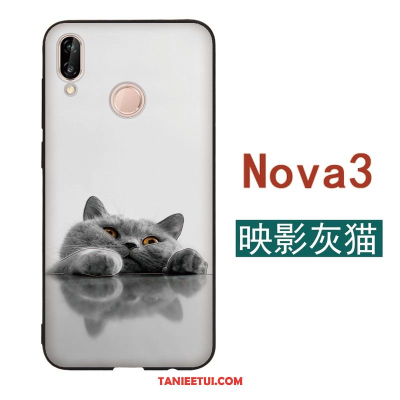 Etui Huawei Nova 3 Cienka Silikonowe Relief, Pokrowce Huawei Nova 3 Kotek Nubuku Moda