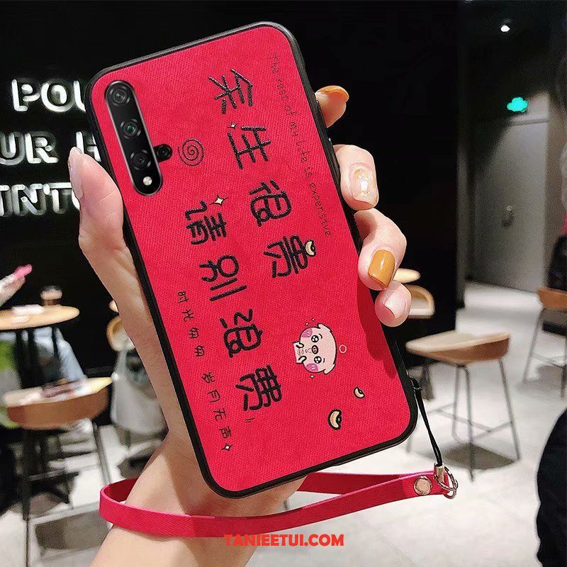 Etui Huawei Nova 5t Wzór Proste Czerwony, Futerał Huawei Nova 5t Miękki Anti-fall Trudno