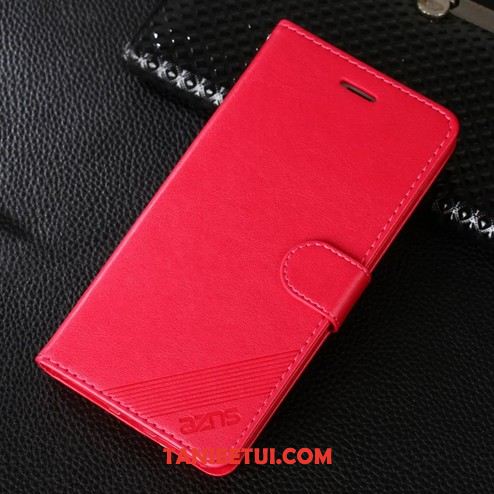 Etui Huawei P Smart Telefon Komórkowy Skórzany Futerał Miękki, Futerał Huawei P Smart Czerwony Obrzeża Klapa