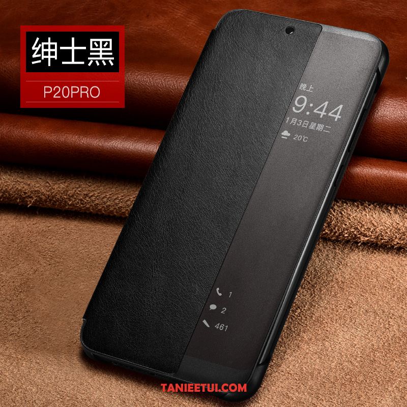 Etui Huawei P20 Pro Skórzany Futerał Telefon Komórkowy Czarny, Pokrowce Huawei P20 Pro Prawdziwa Skóra