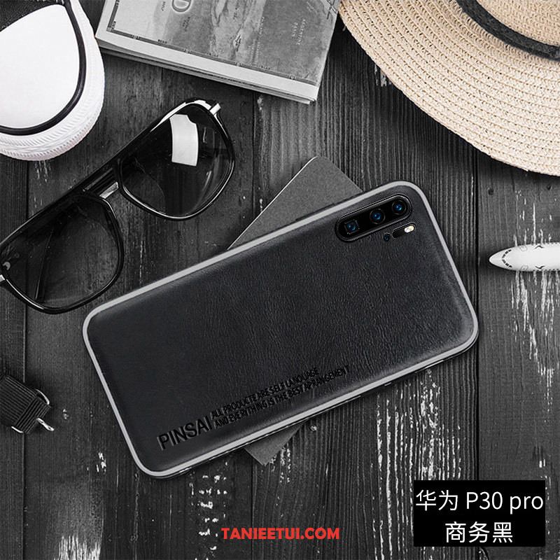Etui Huawei P30 Pro Prawdziwa Skóra All Inclusive Telefon Komórkowy, Obudowa Huawei P30 Pro Anti-fall Czarny Modna Marka