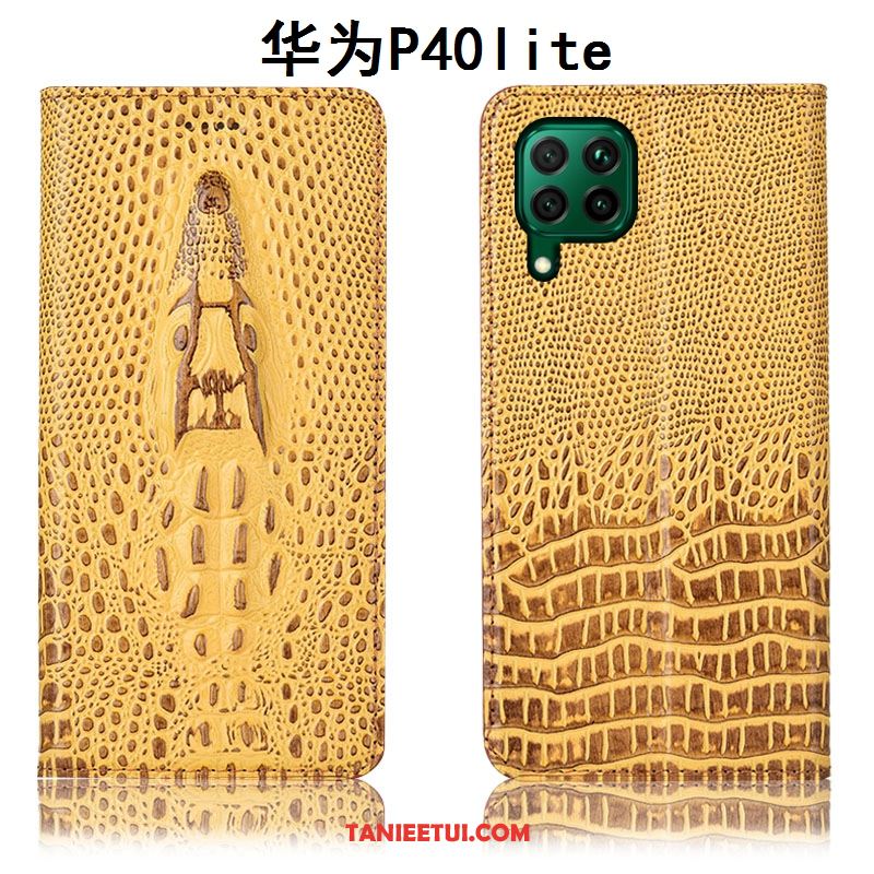 Etui Huawei P40 Lite Skórzany Futerał Ochraniacz All Inclusive, Obudowa Huawei P40 Lite Telefon Komórkowy Żółty
