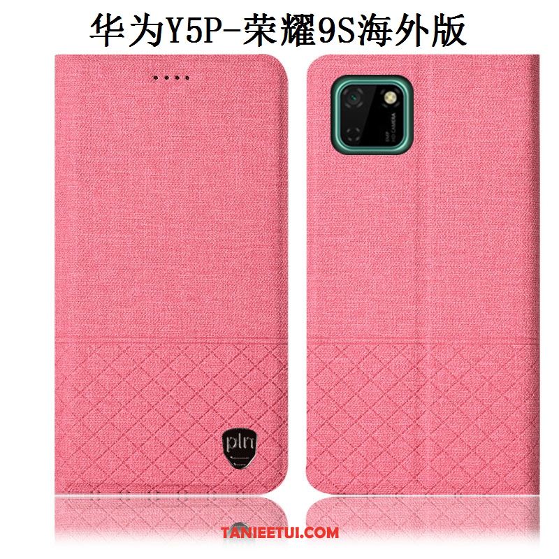Etui Huawei Y5p Bawełna I Len All Inclusive Skórzany Futerał, Pokrowce Huawei Y5p Telefon Komórkowy Ochraniacz Różowe