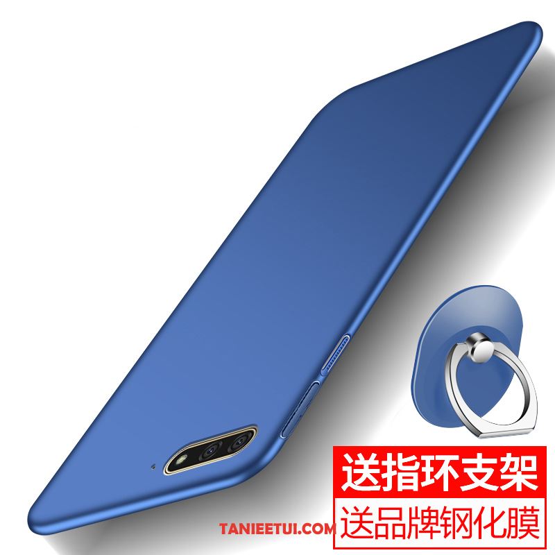 Etui Huawei Y6 2018 Telefon Komórkowy Szkło Hartowane Obrzeża, Obudowa Huawei Y6 2018 Niebieski Miękki Wspornik
