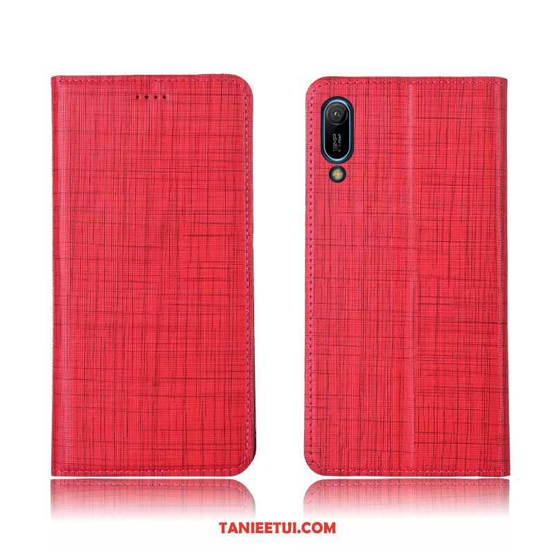 Etui Huawei Y6 2019 Nowy Prawdziwa Skóra Telefon Komórkowy, Obudowa Huawei Y6 2019 Silikonowe Czerwony Ochraniacz
