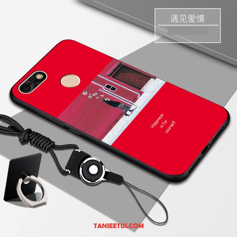 Etui Huawei Y6 Pro 2017 Osobowość Czerwony Miękki, Futerał Huawei Y6 Pro 2017 Telefon Komórkowy Wspornik Czarny
