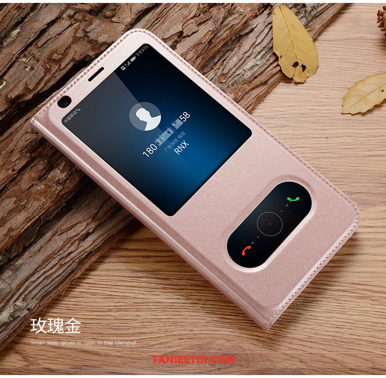 Etui Huawei Y7 2018 Skórzany Futerał Szkło Hartowane Różowe, Pokrowce Huawei Y7 2018 Filmy Telefon Komórkowy