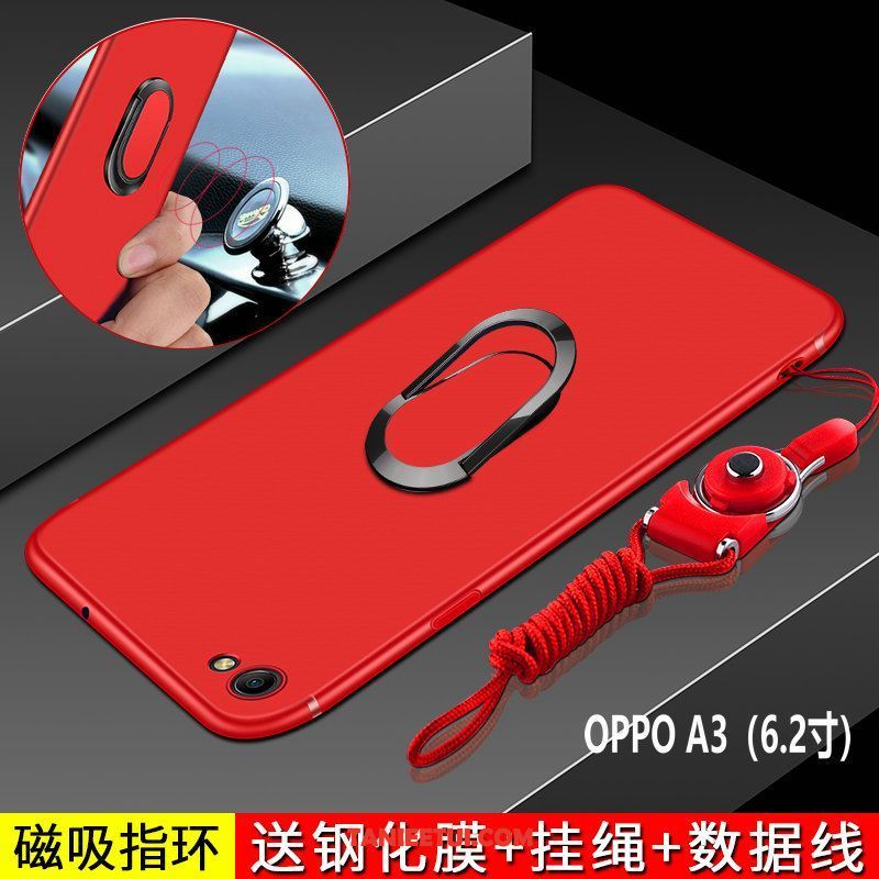 Etui Oppo A3 Telefon Komórkowy Ochraniacz Czerwony, Pokrowce Oppo A3 Nubuku Tendencja Silikonowe