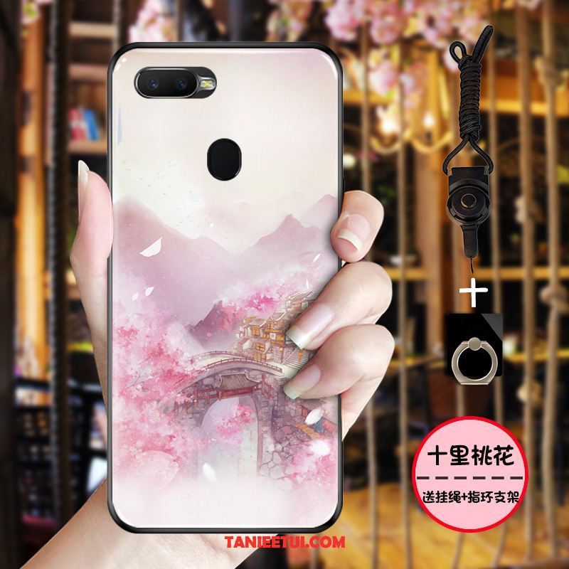 Etui Oppo F9 Chiński Styl Proste Różowy, Futerał Oppo F9 Nubuku Telefon Komórkowy Ochraniacz