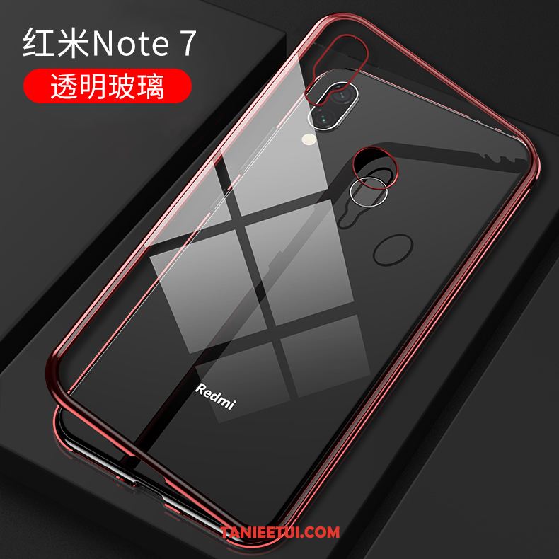 Etui Redmi Note 7 Czerwony Netto Kreatywne All Inclusive, Futerał Redmi Note 7 Szkło Metal Przezroczysty Beige