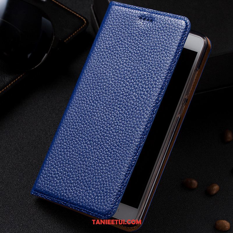 Etui Samsung Galaxy A50 Niebieski Wzór Ochraniacz, Futerał Samsung Galaxy A50 Skórzany Prawdziwa Skóra Litchi