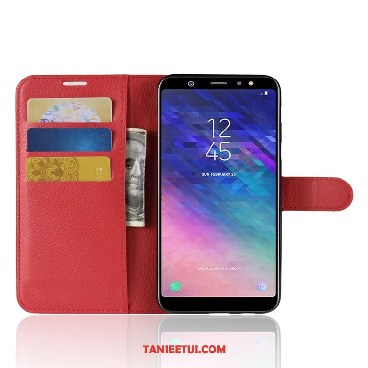 Etui Samsung Galaxy A6+ Czerwony Portfel Gwiazda, Obudowa Samsung Galaxy A6+ Skórzany Futerał Wzór All Inclusive