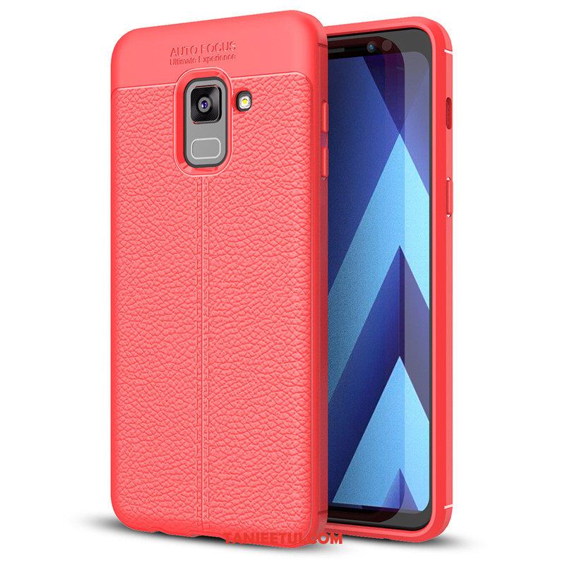 Etui Samsung Galaxy A8 2018 Czerwony Miękki Silikonowe Etui, Obudowa Samsung Galaxy A8 2018 All Inclusive Ochraniacz Gwiazda