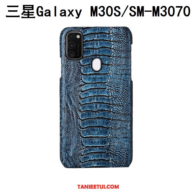 Etui Samsung Galaxy M30s Niebieski Moda Ptak, Pokrowce Samsung Galaxy M30s Luksusowy Telefon Komórkowy Prawdziwa Skóra