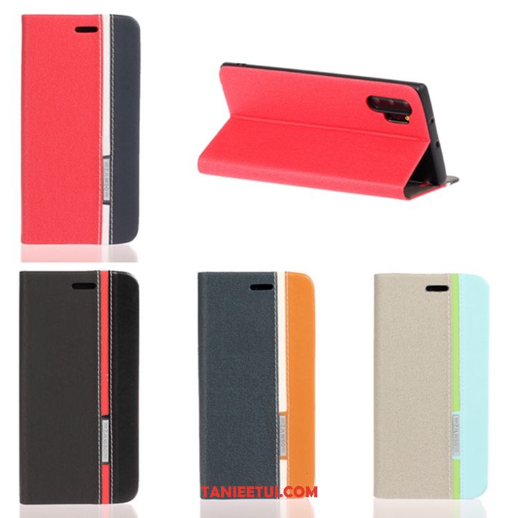 Etui Samsung Galaxy Note 10+ Skórzany Czerwony Gwiazda, Futerał Samsung Galaxy Note 10+ Telefon Komórkowy Miękki Ochraniacz