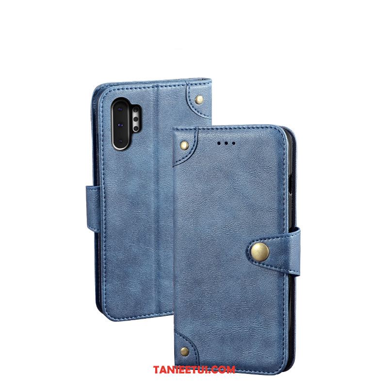 Etui Samsung Galaxy Note 10+ Telefon Komórkowy Portfel Skórzany, Futerał Samsung Galaxy Note 10+ Niebieski Vintage Ochraniacz