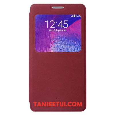 Etui Samsung Galaxy Note 4 Telefon Komórkowy Skórzany Futerał Czerwony, Futerał Samsung Galaxy Note 4 Gwiazda Ochraniacz