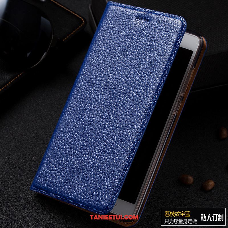 Etui Samsung Galaxy Note 8 Gwiazda Niebieski Litchi, Obudowa Samsung Galaxy Note 8 Ochraniacz Prawdziwa Skóra Skórzany Futerał