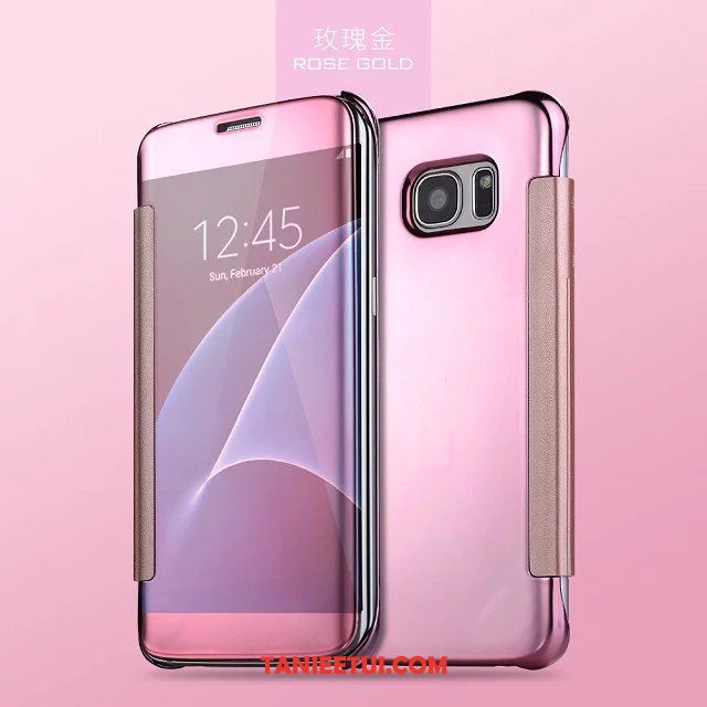 Etui Samsung Galaxy S7 Edge Różowe Ochraniacz Klapa, Futerał Samsung Galaxy S7 Edge Skórzany Futerał Telefon Komórkowy Lustro