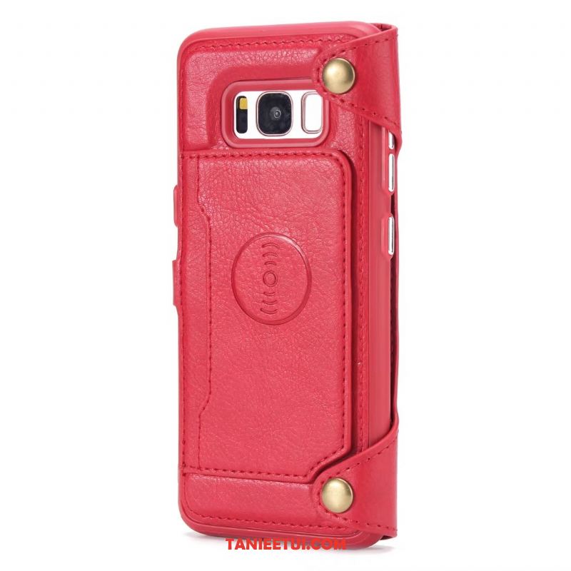 Etui Samsung Galaxy S8+ Gwiazda Pakiet Kart Ochraniacz, Obudowa Samsung Galaxy S8+ Telefon Komórkowy Skórzany Futerał Czerwony