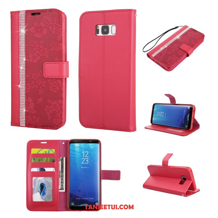 Etui Samsung Galaxy S8 Telefon Komórkowy Karta Skórzany Futerał, Futerał Samsung Galaxy S8 Gwiazda Czerwony Ochraniacz