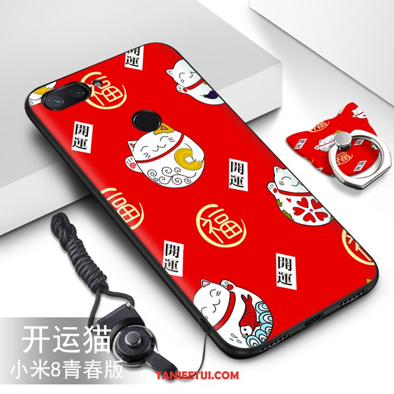 Etui Xiaomi Mi 8 Lite Czerwony Netto Mały Silikonowe, Obudowa Xiaomi Mi 8 Lite Anti-fall Nowy Tendencja Beige