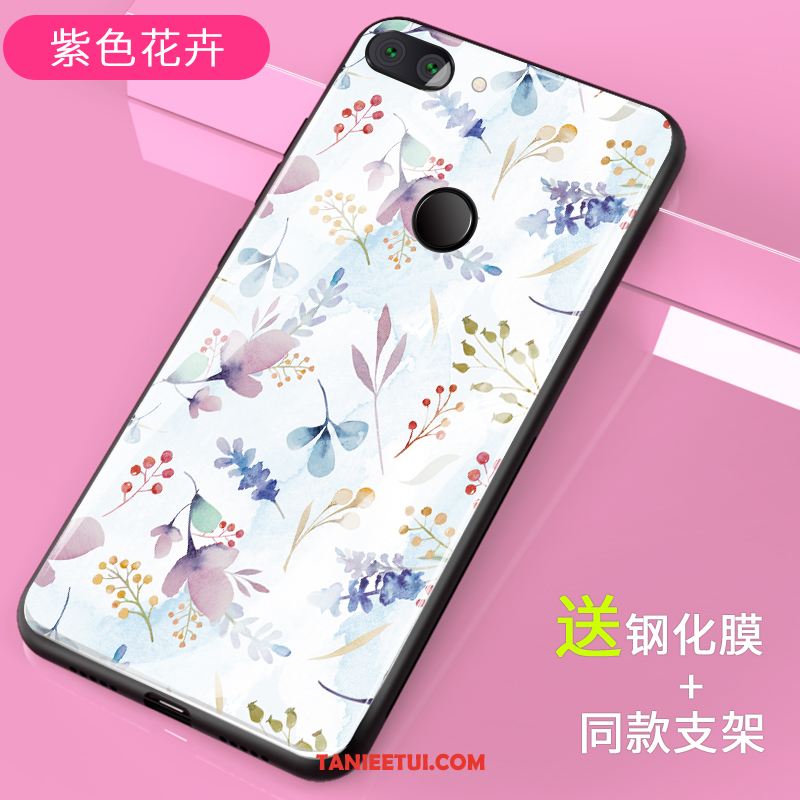 Etui Xiaomi Mi 8 Lite Kreatywne Biały Kreskówka, Futerał Xiaomi Mi 8 Lite Wzór Tendencja Szkło Beige